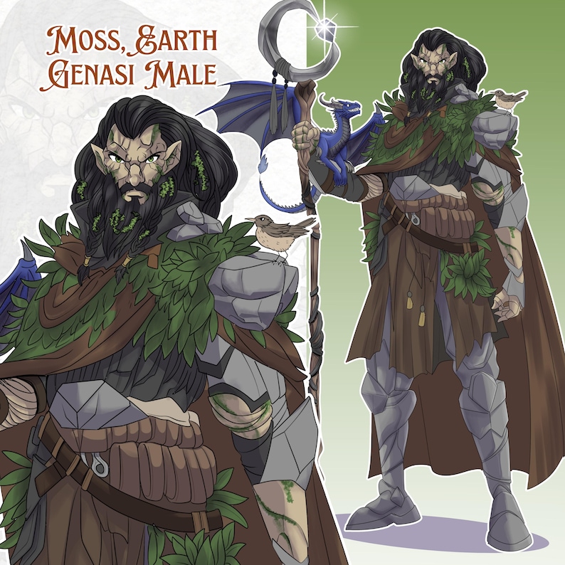 dnd, dnd Character, dnd Commission, dnd art commission, dnd Art, dnd Gift, dnd Dice, Personalized Gifts, dnd miniatures, custom portrait, Dnd Group Portrait, Art commission, custom drawing, Dnd art, Dnd Group, Character Portrait, Dnd Drawings, Dnd Party Drawings, dnd Accessories, Custom Dnd Character, Dungeons and Dragons, Character Art Dnd, Character sheet, Fantasy Art, RPG, Custom character, OC Commission, commission portrait, digital art, dnd 5e, ttrpg, Moss Earth Genasi Male, Tiefling, Elf