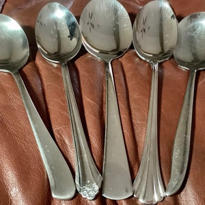 Assorted Brands Stainless Flatware Serving Spoons | Set of 5 | Great Condition | as pictured