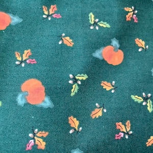 Fall Pumpkin Green Background Fabric | 1.5 yards by 45” wide | Nice Fall Pumpkin fabric