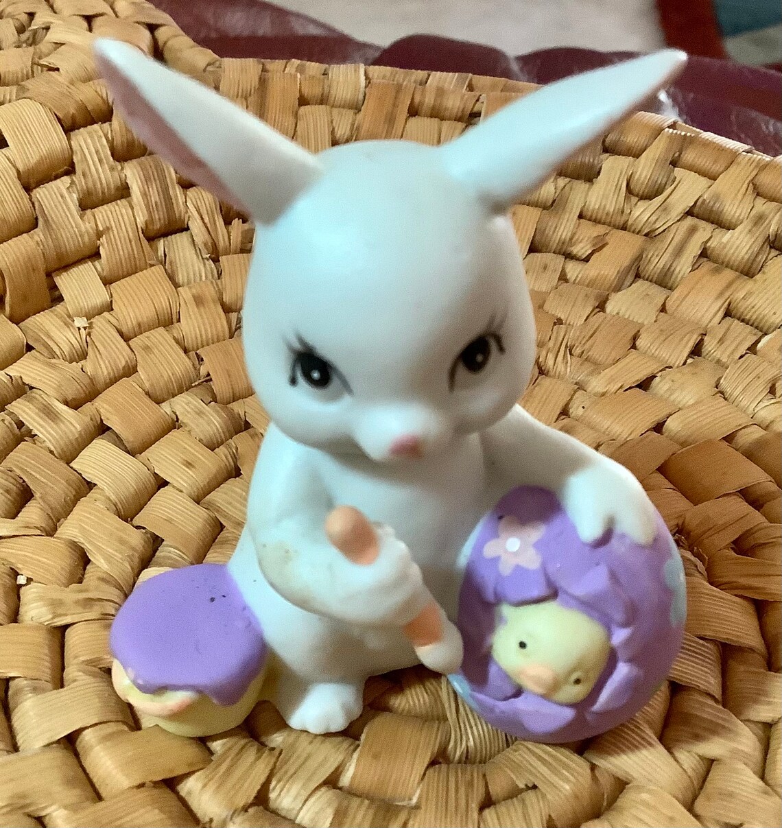 Russ Easter Bunny With Egg 2.5 by 2 Great Condition | Etsy