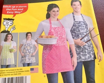 Simplicity 1140 Easy Sewing Apron in 4 Styles, One Size, Uncut, Gift for Seamstress