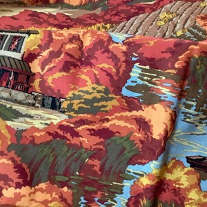 Fall Pumpkin Scenery Cotton Fabric | 1 2/3 yards by 45” wide | Nice Fall Pumpkin Barns fabric