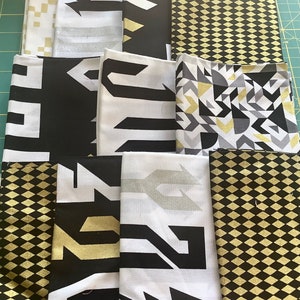 Black White Silver Metallic Fat Quarters - 11 fat quarters | First Quality as pictured