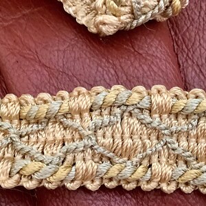 Gold Beige Braided Trim Upholstery Trim | 3/4” wide | Nice condition as pictured | 17.5 yards in 2 pieces
