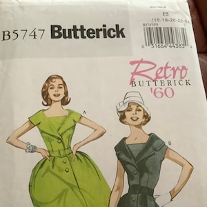 Retro Butterick 5747 | Womens Dress Pattern | Uncut | Size 16-24