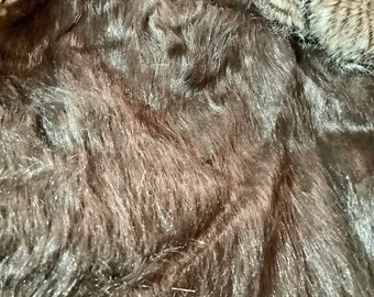 Brown Medium Pile Fur Fabric with small piece of Raccoon Striped Fur | 22” by 56” wide