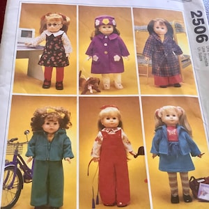 McCalls 2506 Craft Pattern - Uncut | Doll Clothes for 18” dolls and Dog, Robe, Tights, Jacket, Overalls, Dress Top Slacks, easy sewing