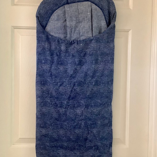 Over the Door Fabric Hamper | Blue 32” by 16” not including Hanger | Zippered bottom Access, Nice condition as pictured