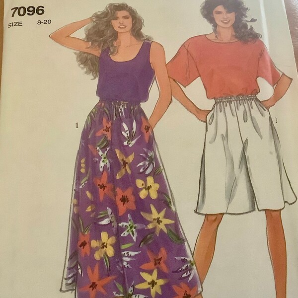 Simplicity 7096 | Easy Sew Misses Pullover Top & Culottes in 2 Lengths | sizes 8-20 | Uncut | Woven fabrics