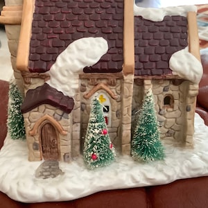 Vintage 1991 Porcelain Hand Painted Christmas Village Church | 6.5” by 6” by 5” | Excellent condition | Christmas