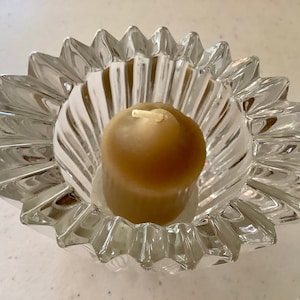 Heavy Clear Crystal Glass Bowl/Candle Holder | 4 by 3 by 2” deep | Great condition