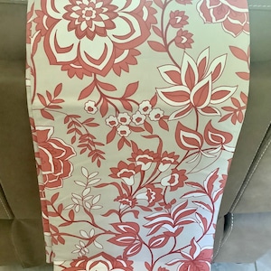 Cotton Floral Print Fabric Table Runner | 70” by 14” | Orange and beige | Long runner