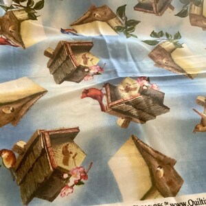 Quilting Treasures Birdhouse & Birds Print Cotton Fabric 13 by 45 wide Blue brown White First Quality image 4