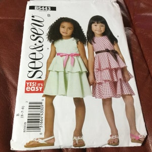 Butterick 5443 | Easy Girls Ruffled Dress Pattern | uncut | size 6-8