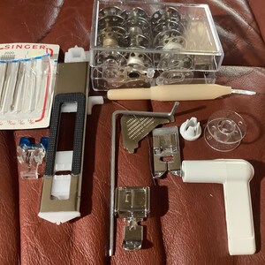 Vintage Singer Sewing Machine Attachments and Feet | 11 pieces + Bobbins | Used Condition