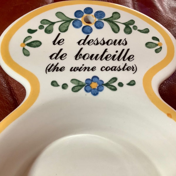 Le Dessous de Bouteille (the wine coaster) Ceramic | 8” by 5” | Excellent Quality