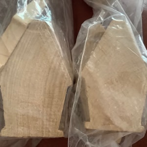Banners & House Shaped Wood Pieces | 3” tall and Quarter “ thick | New Sealed bags | 30 pieces