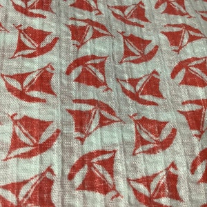 Orange Sailboats Print Cotton Fabric | 2 yards by 45” wide | Nice Quality