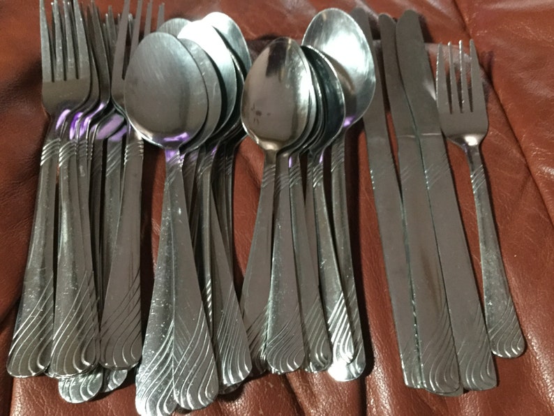 Vintage Mismatched Stainless Flatware 4 Place Settings Etsy