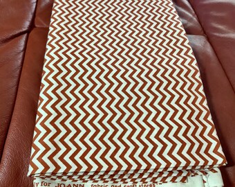 Chevron Zigzag Cocoa Brown Print Cotton Fabric Remnant | 2 yards by 45” | Soft hand | excellent quality