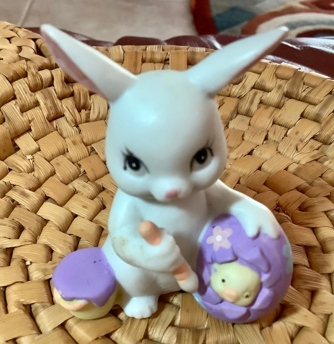 Russ Easter Bunny With Egg 2.5 by 2 Great Condition - Etsy