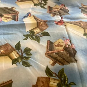 Quilting Treasures Birdhouse & Birds Print Cotton Fabric 13 by 45 wide Blue brown White First Quality image 5