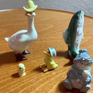 Miniatures Goose Duck Chick Snowman Fish | Largest 2.5” | Excellent condition as pictured