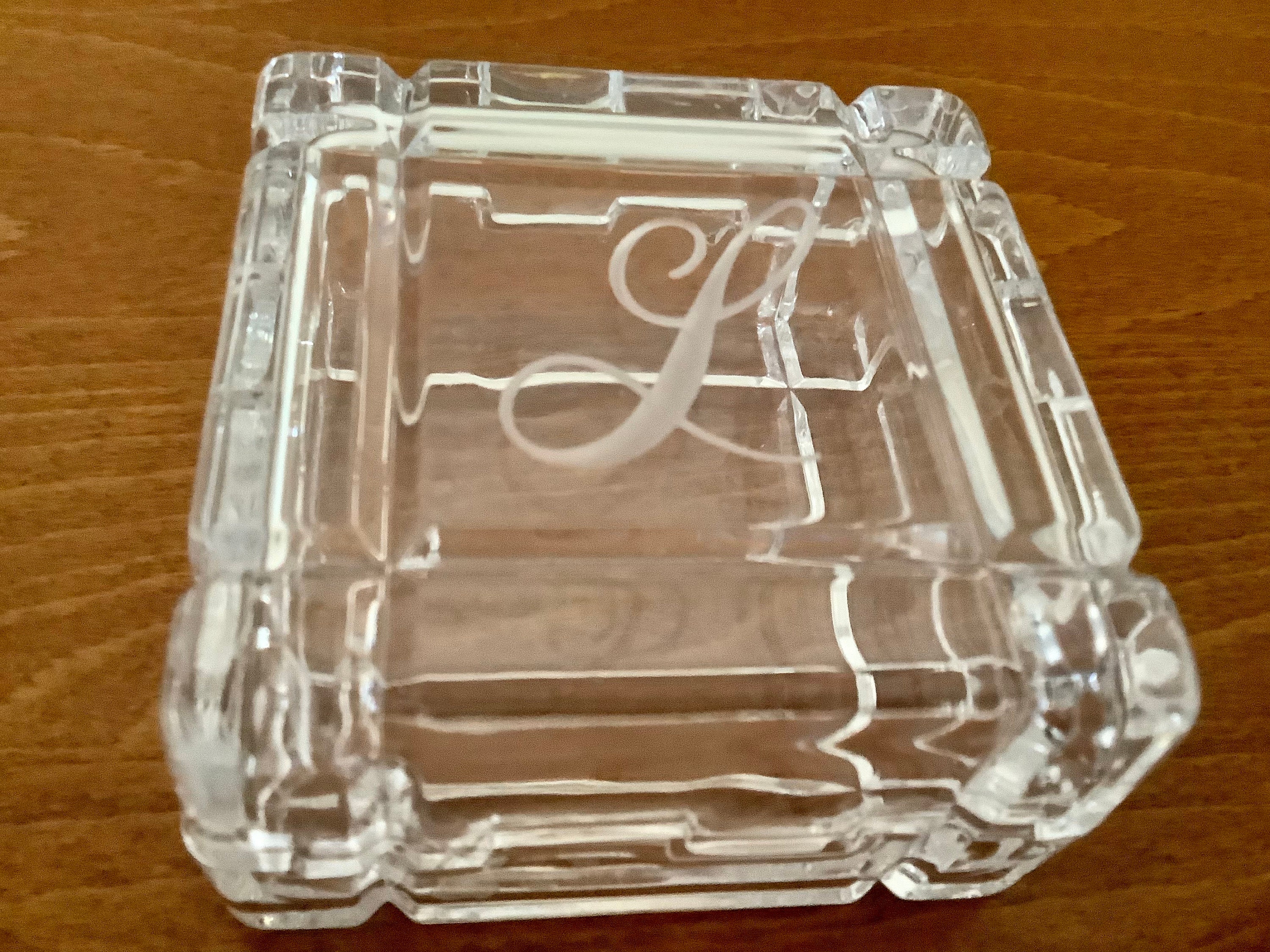 Decorative Lidded Crystal Box,Trinket Box Approx 5 1/2 L,3 T w/o Lid & 4  Wide