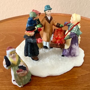 Ceramic Christmas Figurines | Set of 3 | Apple Lady has broken hand | good condition
