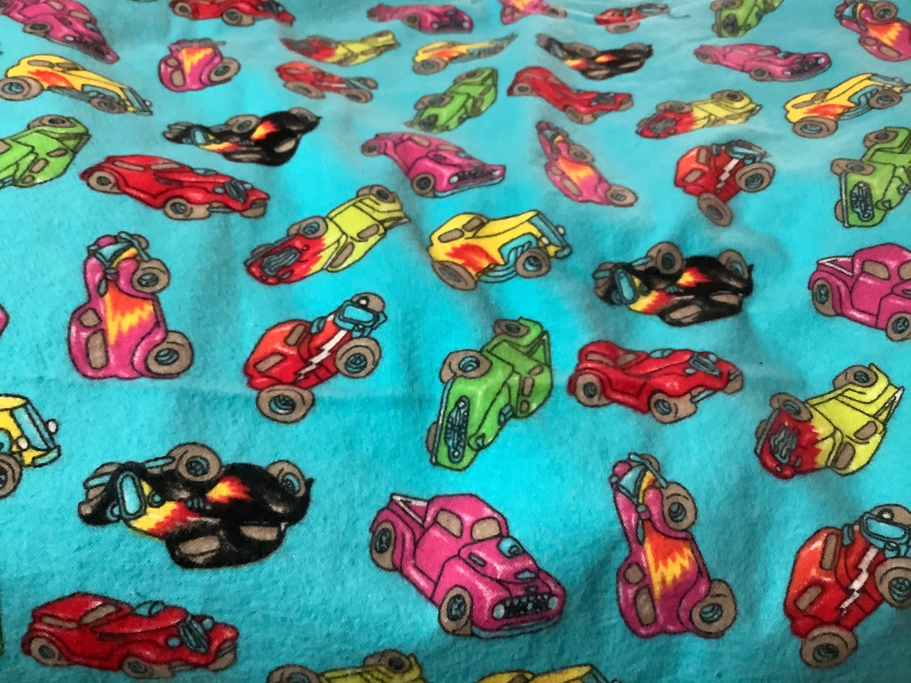 Flannel Cars Print Fabric Washed 1 yard by 45 wide Red Etsy