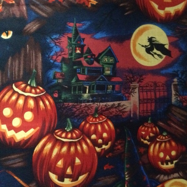 Alexander Henry Bell Black Cats and Witches Hats Fabric By The Yard