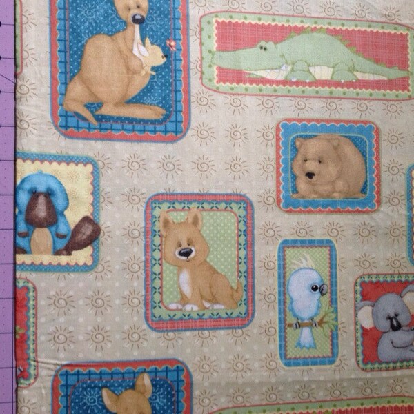 Aussie Friends Block  Fabric Remnant 23"