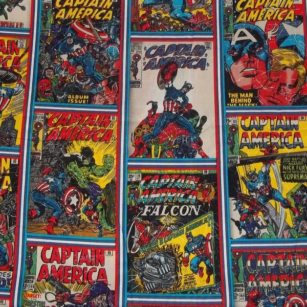 Captain America Comic Book Fabric By The Yard OOP