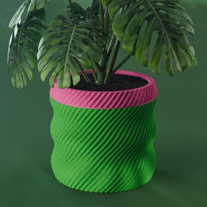 Hana Planter Pot, Scalloped Rev Diagonal 3D Print STL File | Small, Medium, Large | Self Watering and Drip Tray Options | Digital Download