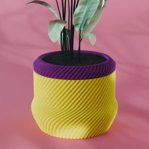 Yuki Planter Pot, Scalloped Diagonal 3D Print STL File | Small, Medium, Large | Self Watering and Drip Tray Options | Digital Download