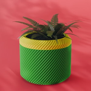 Nami Planter Pot, Scalloped Diagonal 3D Print STL File | Small, Medium, Large | Self Watering and Drip Tray Options | Digital Download