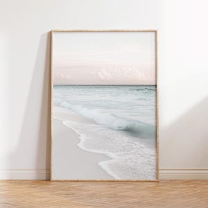 Pastel Coastal Ocean Beach Print Wall Art, Boho Beach Coastal Poster, Ocean Art, Tropical Print Ocean Printable Beach Art, Neutral Print
