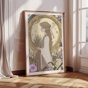 Mokosh Print Wall Art, Mokosh Slavic Goddess, Slavic Mythology World, Goddess Poster, Vintage Slavic World, Slavic Paintings, Vintage Boho