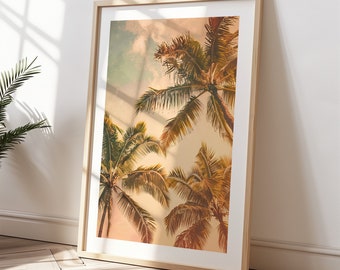 Orange tropische Palmen, Wanddruck, Küstendrucke, Stranddruck, Sommervibe Poster, Palmendruck, Boho Modernes Poster
