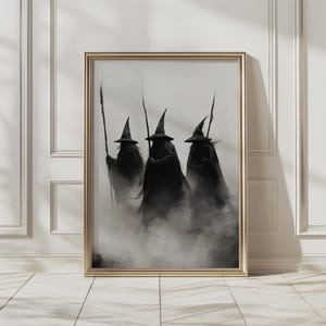 Three Witches Halloween Wall Art Printable, Halloween Wall Decor, Witchy Prints Vintage Witch, Vintage Halloween Witchy Decor Art, Witch Art