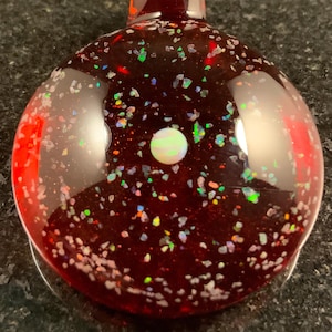 Crushed Opal Glass Pendant with Mint sphere cut opal —-Majestic Glass Arts—-