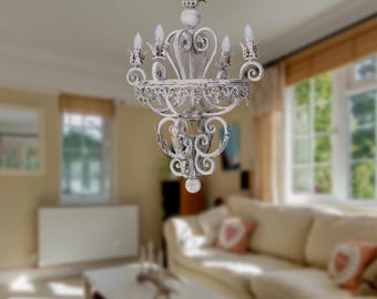 Vintage Metal Chandelier Four Light Chandelier Rustic Chandelier Dining Room Living Room Lighting Home Decor Housewarming Gifts