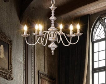 Lámparas de techo de metal blanco hechas a mano, estilo americano, para sala de estar, comedor y dormitorio, ideales para villas de lujo.