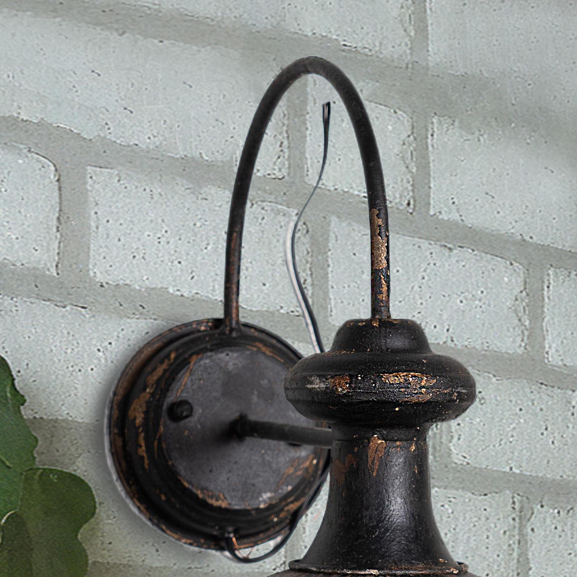Image showcasing Large Rustic Metal Sconce, Vintage Black Metal Wall Lamp, Industrial ...