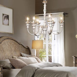 6 American Style Countryside Metal Pendant Light, Cream Finish Style, Villa Living Room, Dining Room, Bedroom, Clothing Store Pendant Light.