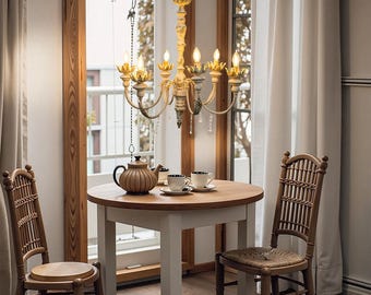 Floral Decorative Chandeliers Cream French Chandeliers Crystal Decorative Chandeliers Six-light Chandeliers Farmhouse Home Decoration