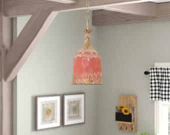 Vintage Metal Chandelier Farmhouse Chandelier Dining Room Chandelier Vintage Decorative Metal Decor Housewarming Gift