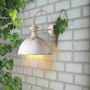 Antique-Style Cream Metal Wall Sconce, Large Rustic Metal Sconce, Ideal for Living Room, Bedroom & Unique Home Decor