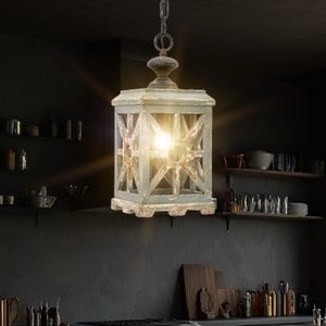 Retro Wooden Chandelier Hollow Chandelier Farmhouse Chandelier Lantern Chandelier Home Decor Country Decor New Home Gift