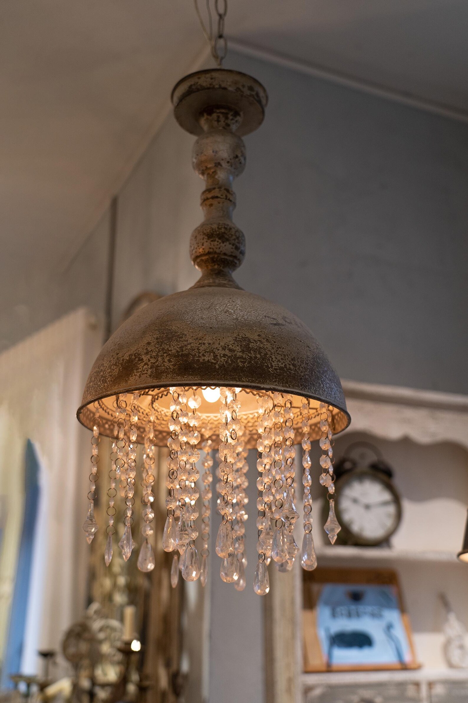 Image showcasing Retro Metal Pendant Light Crystal Pendant Light Restaurant Pendant ...